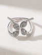 18K White Gold Ring with Brilliant and Pear Shaped Diamonds