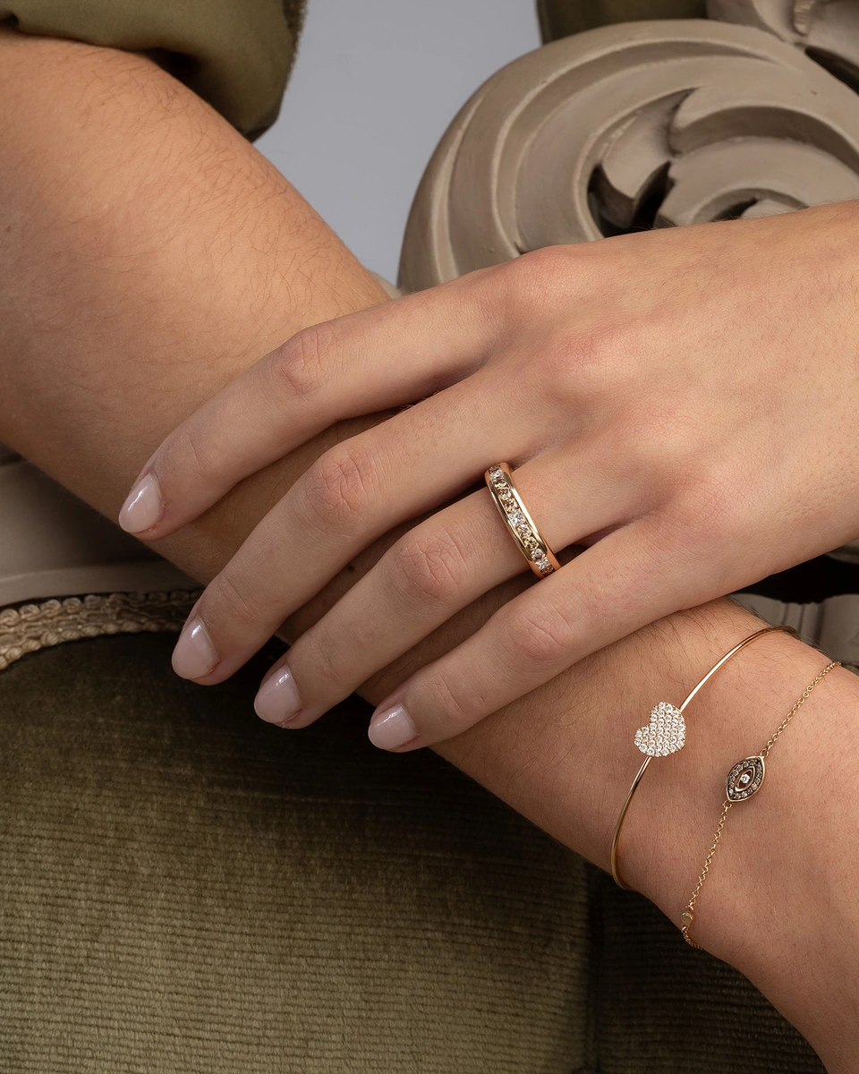 Ring in 18K Rose Gold with Princess and Brown Diamonds