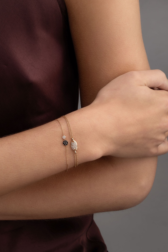 18K Rose Gold Bonbon Bracelet with Black and White Diamonds