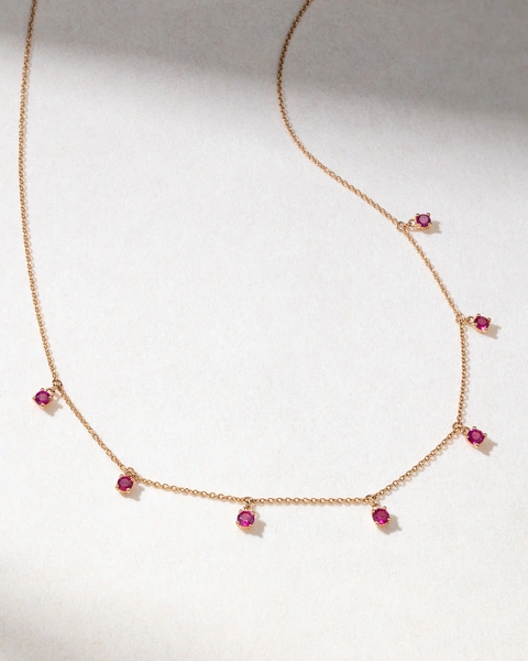 18K Rose Gold Ruby Necklace