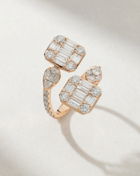 18Κ Rose Gold Ring with Baguette, Marquise, Pear, Princess and Brilliant Diamonds