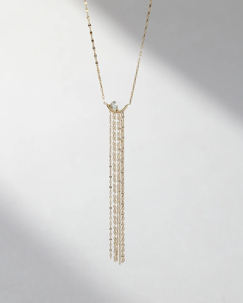 Necklace in 18K Yellow Gold with Pear-Shaped Diamond in Modern Design