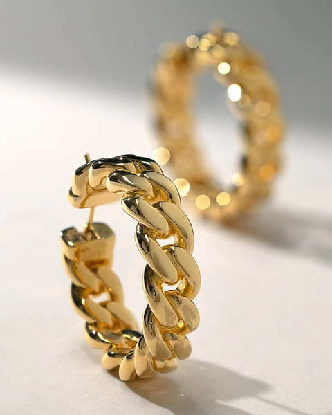 Yellow Gold Hoop Earrings K18