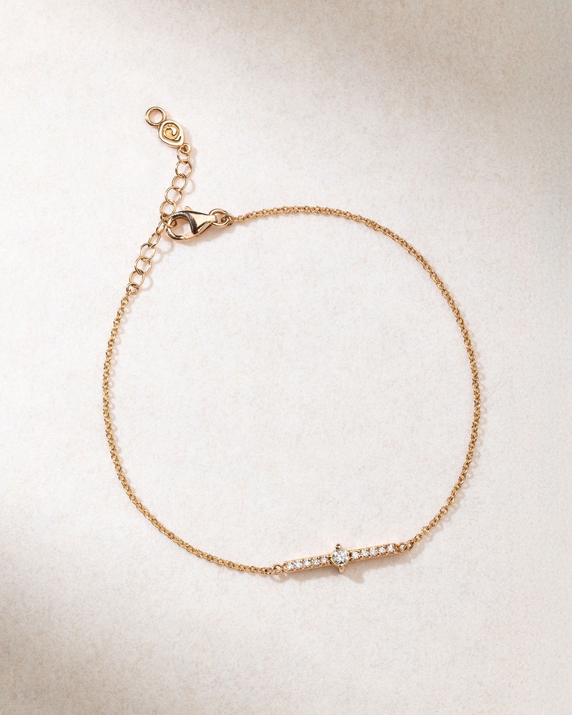 18K Rose Gold Bracelet with Diamond Row