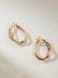 18 Karat Oval Knot Rose Gold Hoop Earrings with Diamonds
