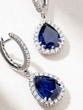 18K White Gold Drop Earrings with Pear Shaped Sapphires and Diamonds