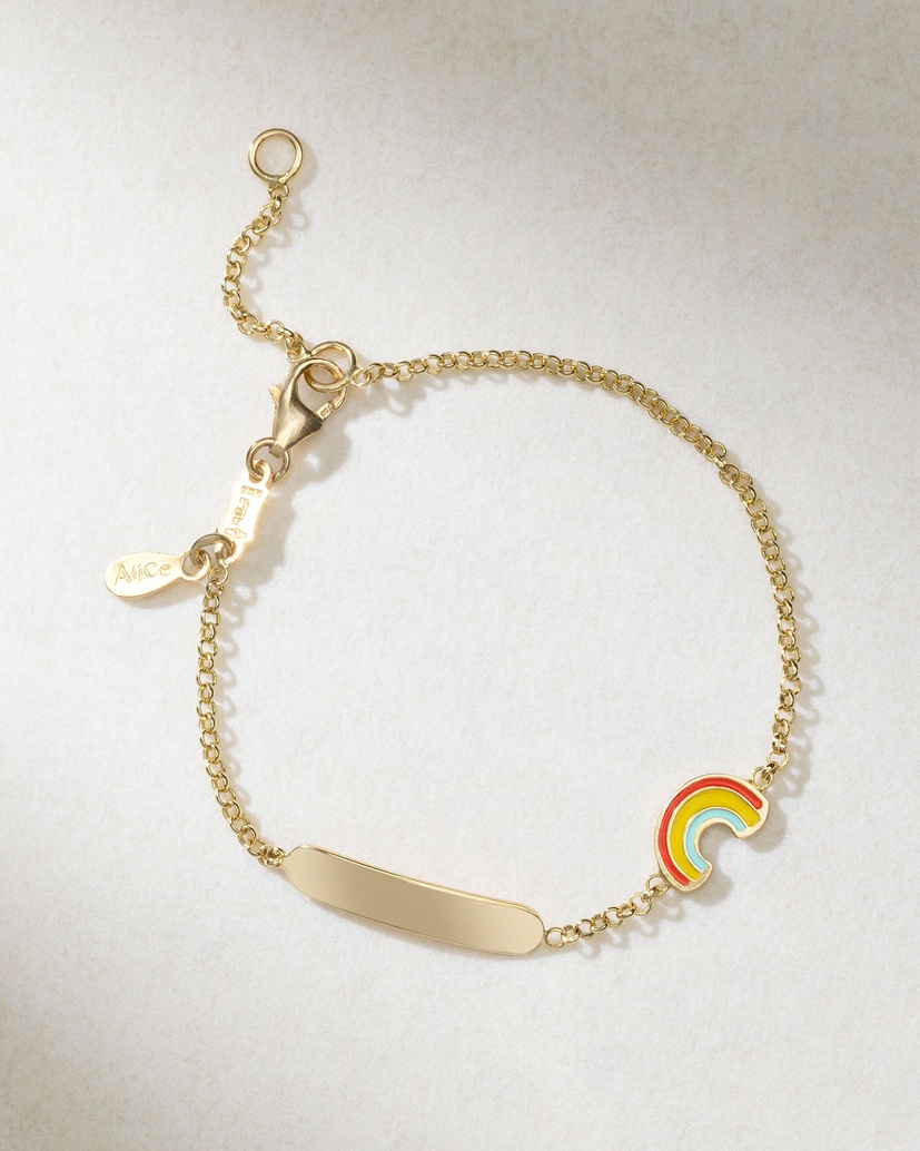 Bracelet in Yellow Gold K18 with Enamel Rainbow