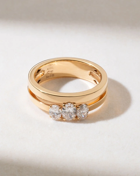 Two band 18K Rose Gold Ring with Oval Diamonds