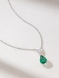 18K White Gold Necklace with Pear Shaped Emerald and Heart Diamond - Image 1