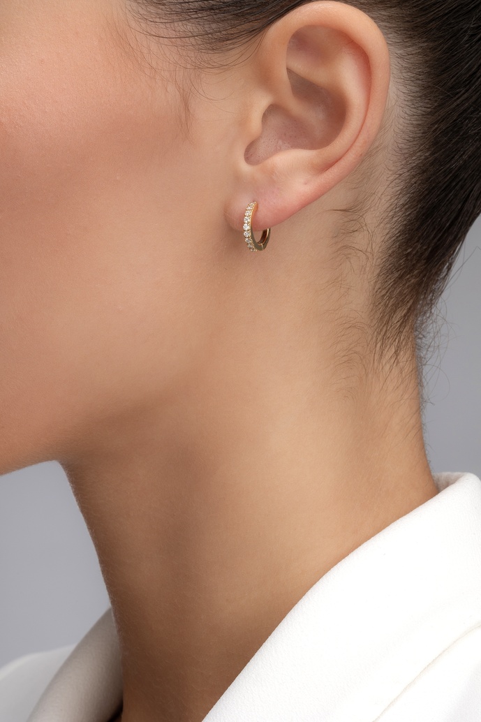 18K Yellow Gold Hoops with Diamonds
