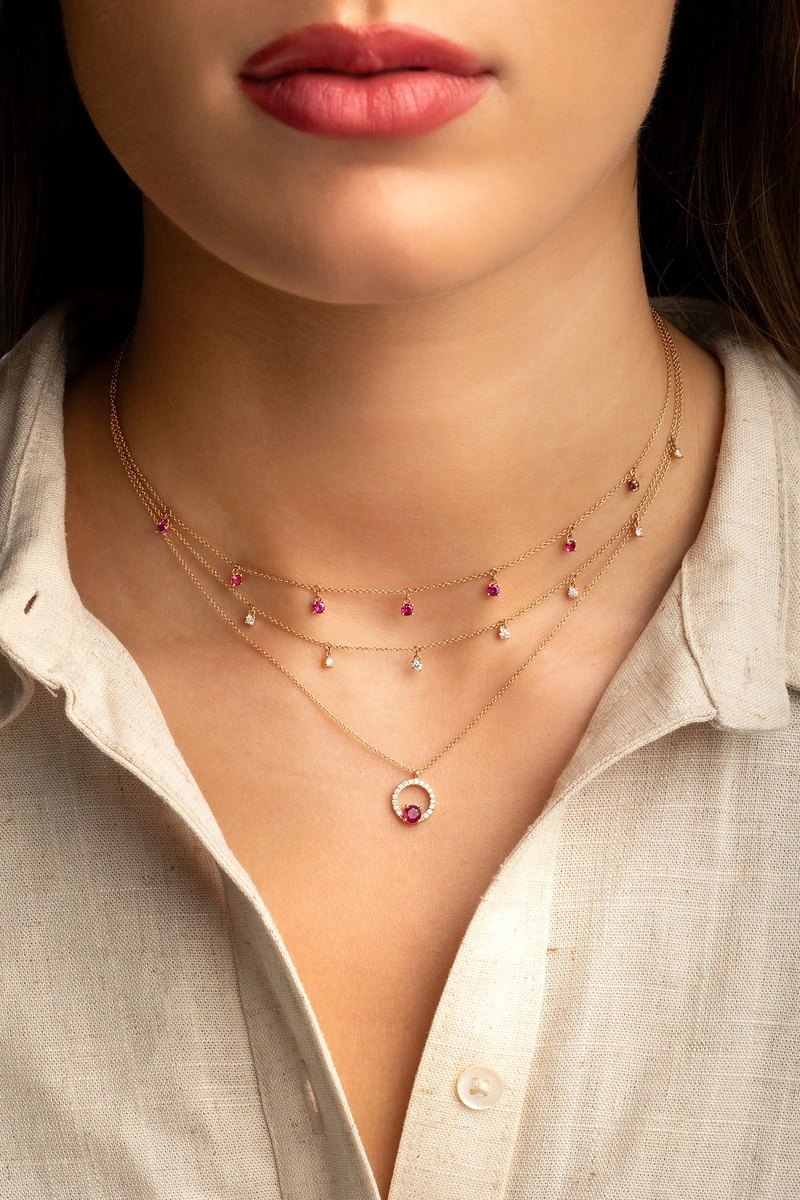 Κολιέ Λευκόχρυσο Κ18 με Λεπτή Αλυσίδα και Μπριγιάν Διαμάντια