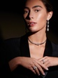 Statement 18K White Gold Choker Necklace with Pear Shaped, Baguette and Brilliant Diamonds