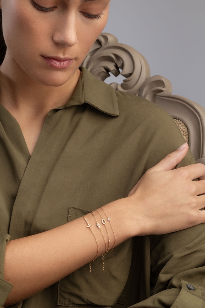 18K Rose Gold Diamond Dot Bracelet
