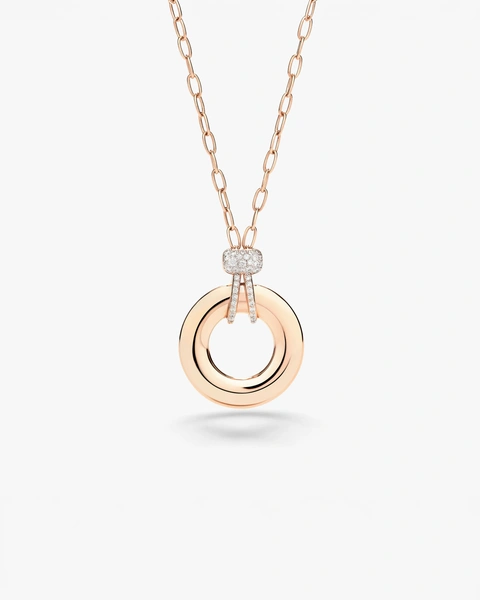 Iconica Necklace in 18K Rose Gold with a Round Design and Brilliant-Cut Diamonds