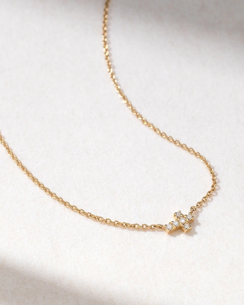 18K Yellow Gold Necklace with Miniature Cross