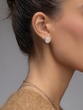 18K White Gold Oval Studs with Trapezoid and Brilliant Diamonds