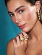 18Κ Polished Yellow Gold Long Ring with Diamonds - Image 2