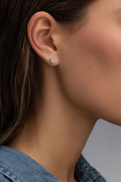 18K White Gold Studs with Brilliant Cut Diamonds