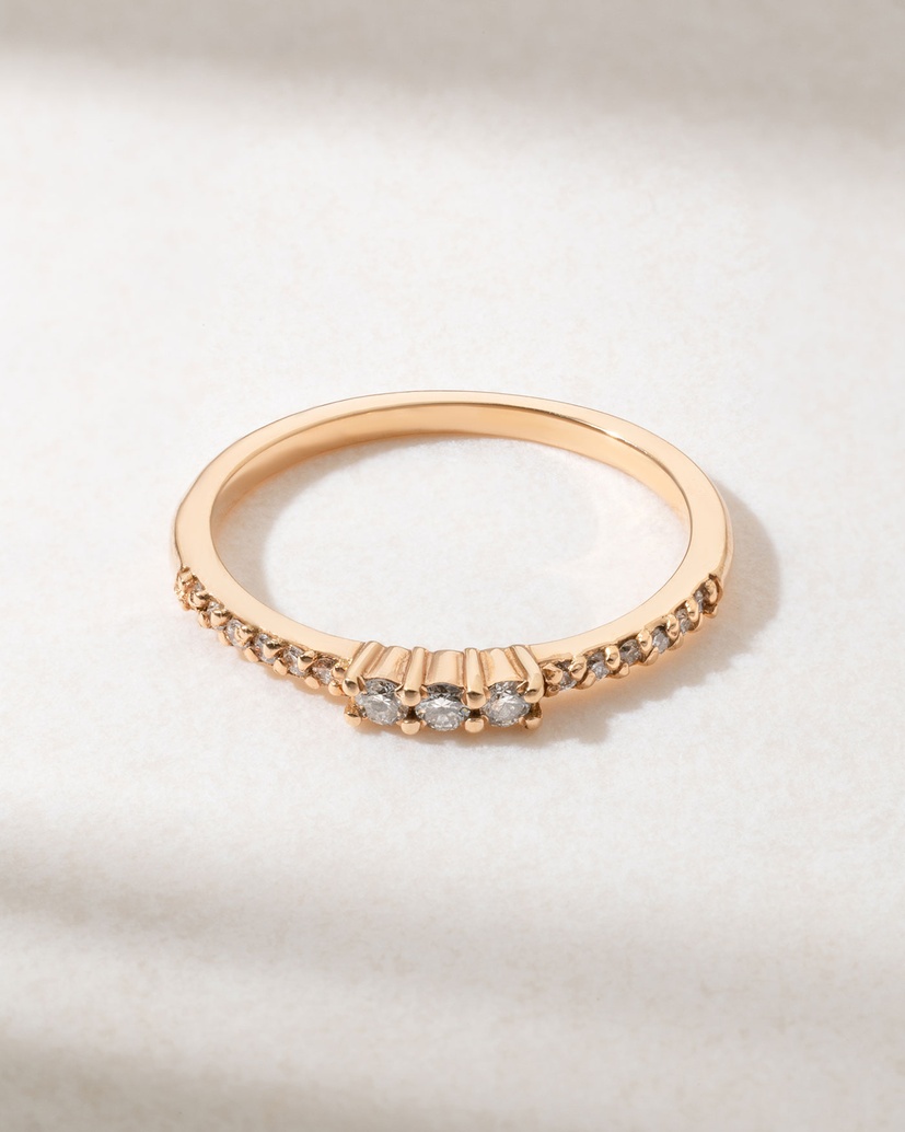 18K Rose Gold Slim Diamond Ring