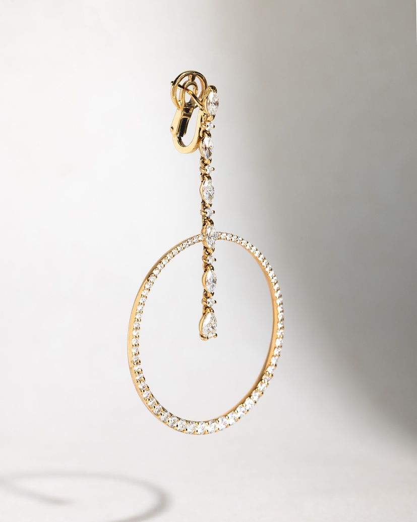 18K Rose Gold Long Earrings with Diamonds - Image 5