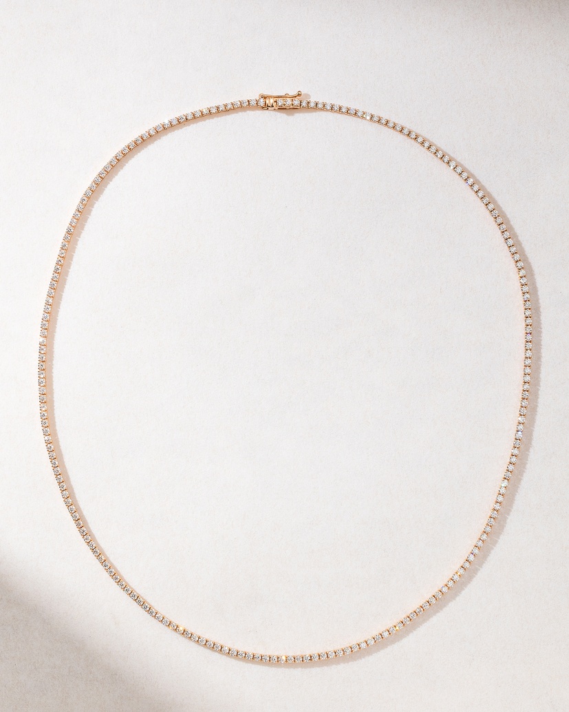 18K Rose Gold Tennis Necklace with Diamonds - Image 1