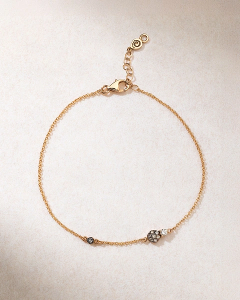 18K Rose Gold Bracelet with White and Brown Diamonds