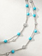 18K White Gold Long Necklace with Turquoise and Diamonds
