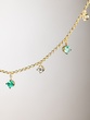 18K Yellow Gold Chain with Brilliant cut Diamonds and Emeralds - Image 3