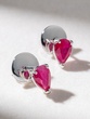 18K White Gold Earrings with Pear Shaped Rubies - Image 2