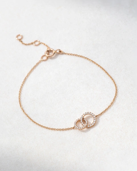 Bracelet in 18K Rose Gold with Brilliant Diamonds in Circle Design