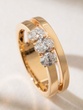 Two band 18K Rose Gold Ring with Oval Diamonds
