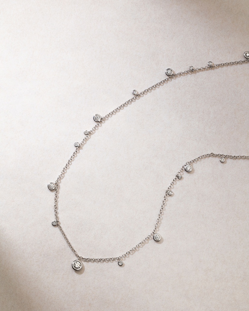 18K White Gold Chain Necklace with Brilliant Diamonds