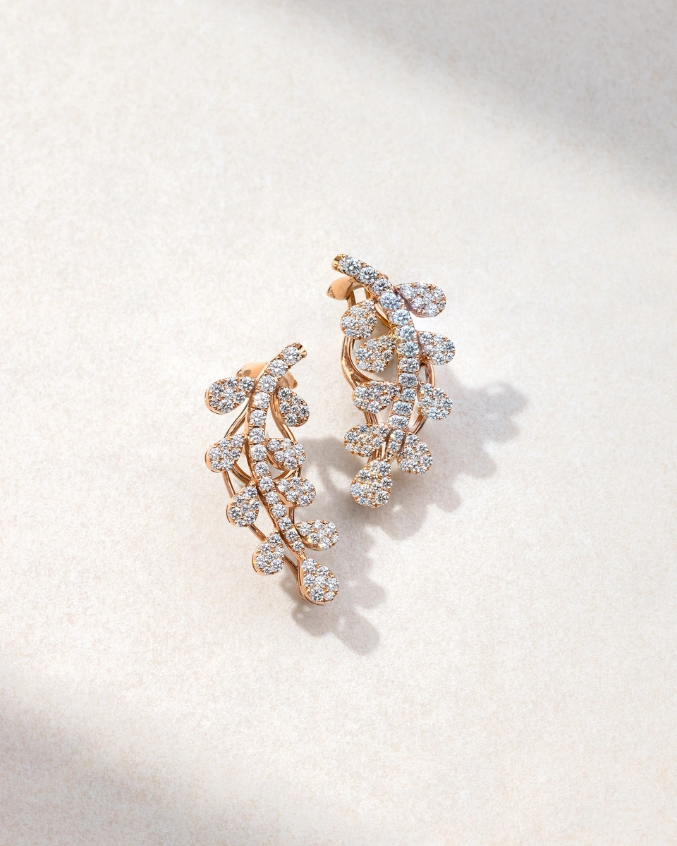 Earrings in 18K Rose Gold with Brilliant-Cut Diamonds
