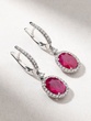 18K White Gold Earrings with Oval Rubies and Brilliant Diamonds