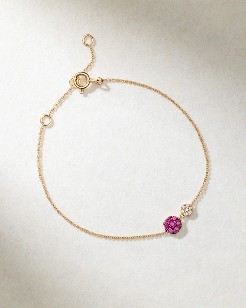 18K Rose Gold Cherry Bubble Bracelet with Rubies and Diamonds