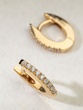 Rose Gold Miniature Hoop Earrings K18 with Diamonds
