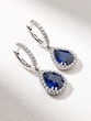 18K White Gold Drop Earrings with Pear Shaped Sapphires and Diamonds
