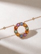 18K Rose Gold Necklace with Diamonds and Rainbow Sapphires