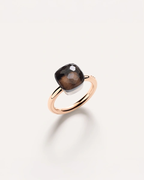 Nudo Ring in 18k Rose and white gold with smoky quartz