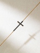 18K Rose Gold Bracelet with Horizontal Cross and Black Diamonds