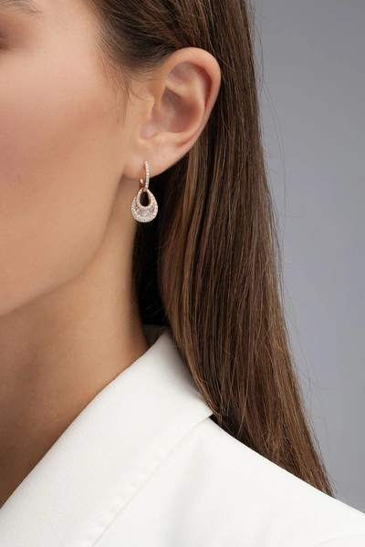 Rose Gold Drop Earrings Κ18 with Brilliant and Baguette Diamonds