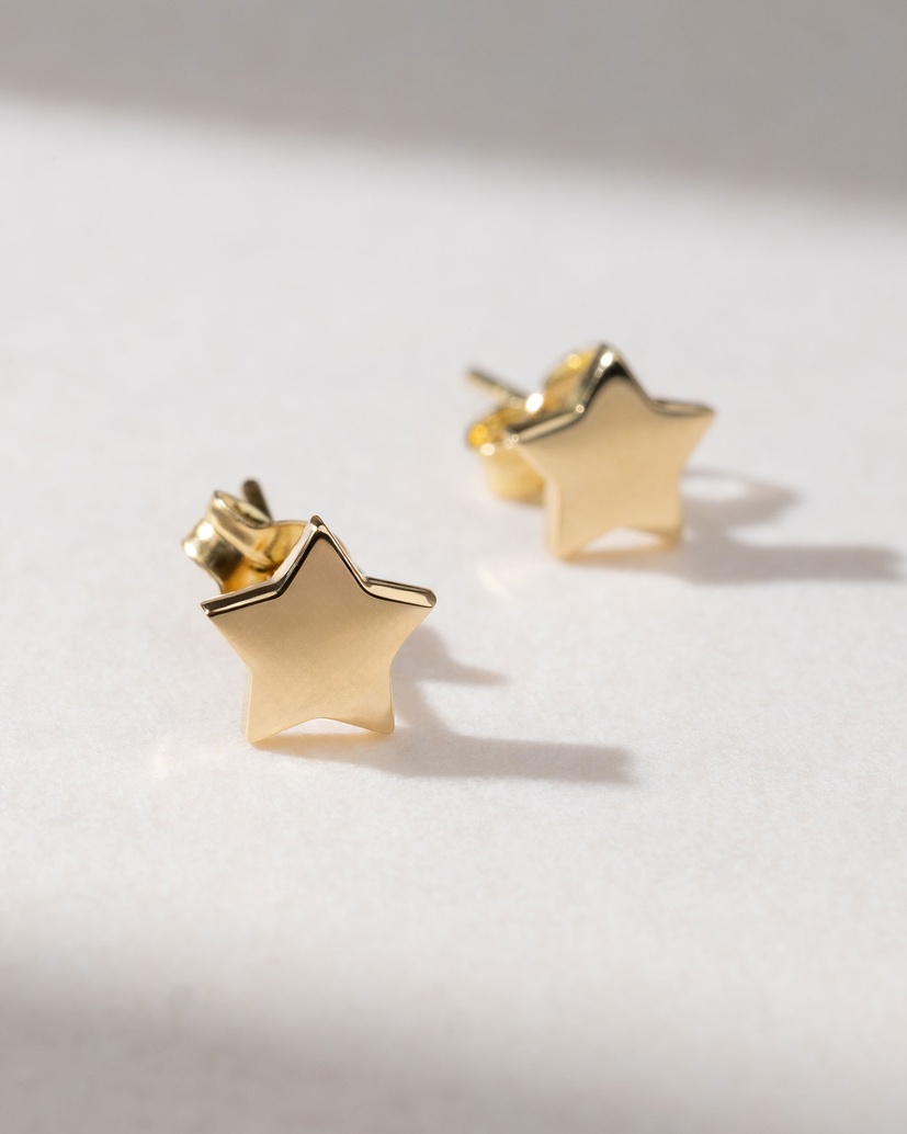 18Κ Star shaped Yellow Gold Earrings