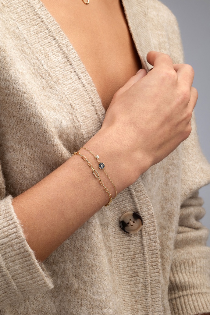 18K Yellow Gold Chain Bracelet with Diamonds