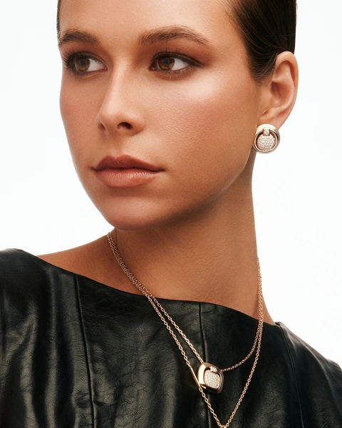 Earrings in 18K Rose Gold with Brilliant Cut Diamonds