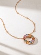 18K Rose Gold Necklace with Diamonds and Rainbow Sapphires