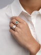 18Κ White Gold Ring with Oval Emerald and Diamonds