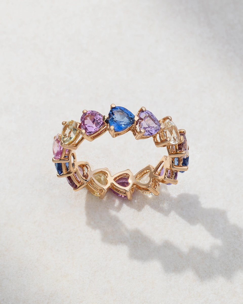 Ring in 18K Rose Gold with Multicolored Sapphires