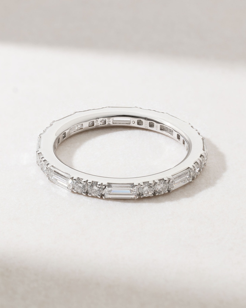 Unique Eternity Ring in 18K White Gold with Baguette and Brilliant Diamonds
