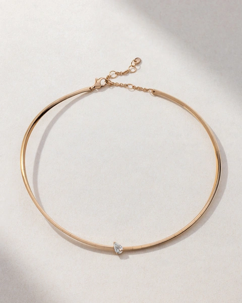 Necklace in 18K Rose Gold with Poir Cut Diamond