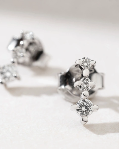 Triple Diamonds 18K White Gold Earrings